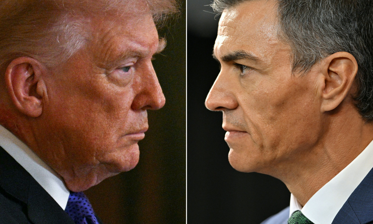 Donald Trump, presidente dos EUA, e Pedro Sanchez, primeiro-ministro da Espanha./ Jim WATSON and Santiago Mazzarovich / AFP