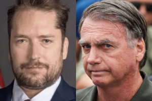 Assessor do governo dos Estados Unidos, Darren Beattie, e o ex-presidente Jair Bolsonaro