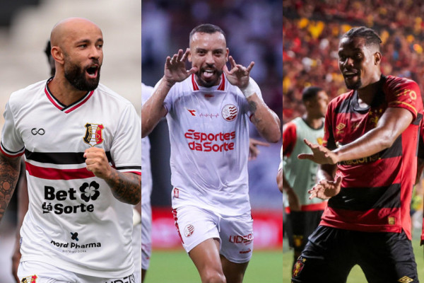 Patrick Allan, meia do Santa Cruz; Paulo S&eacute;rgio, atacante do N&aacute;utico; e Castillo, atacante do Sport