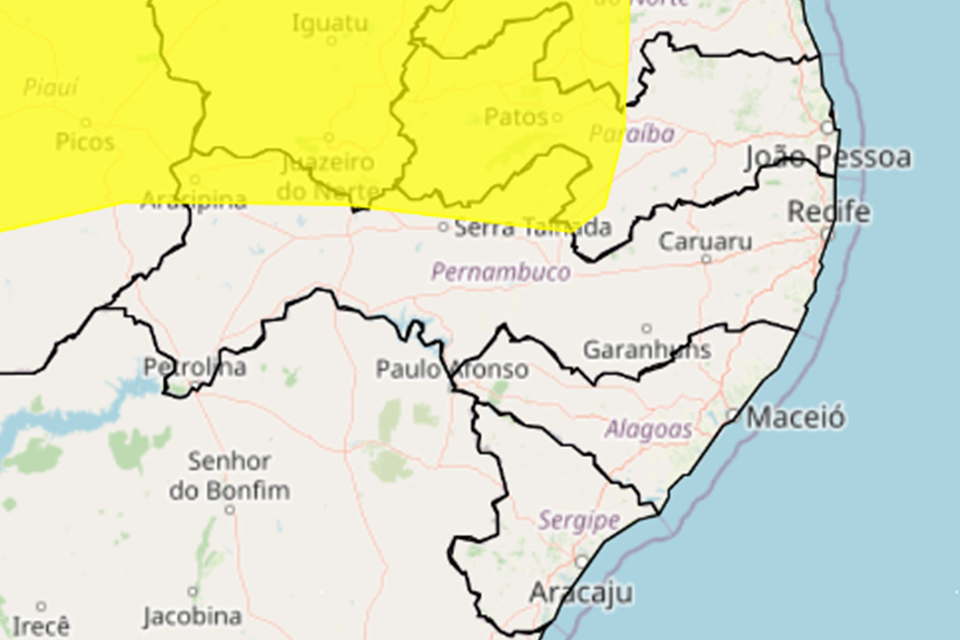 Previsão do Inmet para PE nesta terça (10)/REPRODUÇÃO/INMET