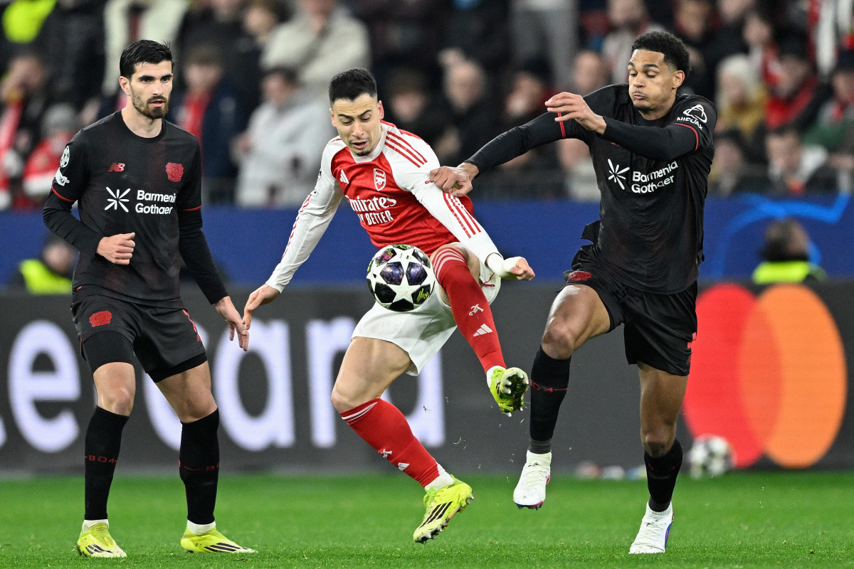 Arsenal e Leverkusen empataram em 1 a 1 no jogo de ida das oitavas de final da Champions League/ INA FASSBENDER / AFP