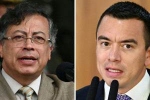 Gustavo Petro, presidente da Col&ocirc;mbia, e Daniel Noboa, presidente do Equador