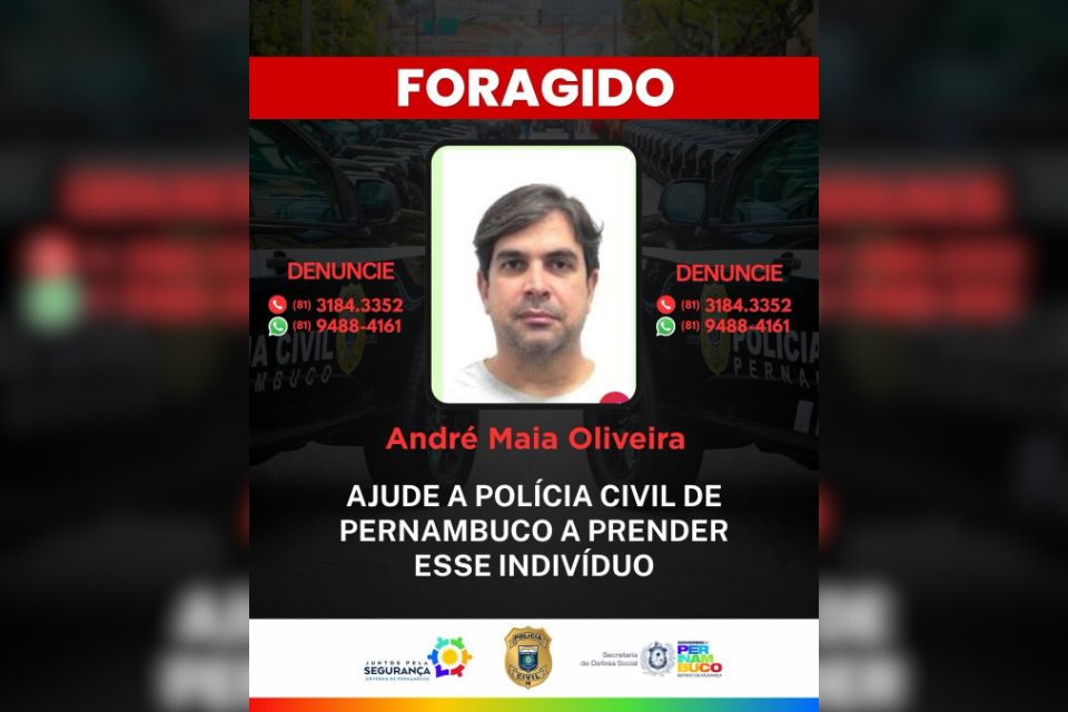 Qualquer informação que possa auxiliar a localização do investigado pode ser repassada, de forma anônima e segura, através da 1ª Delegacia Especializada em Atendimento à Mulher (1ª DEAM/DPMUL)/Foto: Reprodução / PCPE