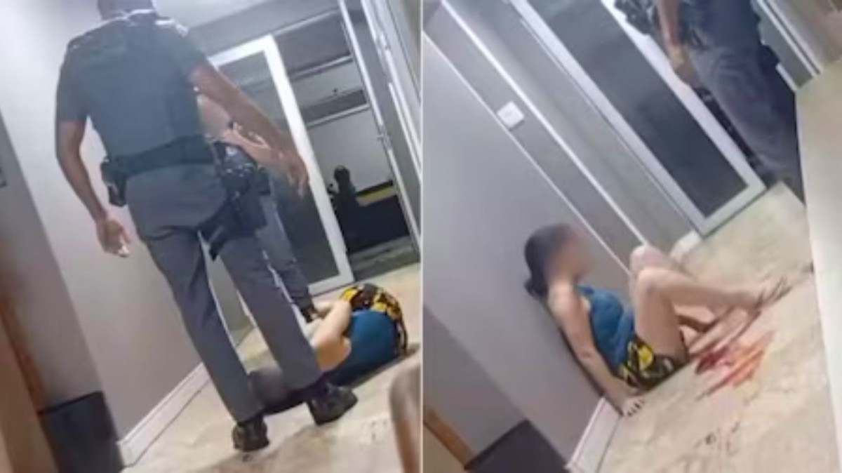 Vídeo mostra momento da agressão durante contenção da vítima/Reprodução/Internet
