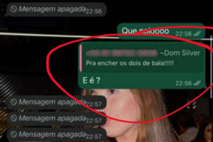 Print de conversa em que o suspeito estaria amea&ccedil;ando atirar na ex-companheira.