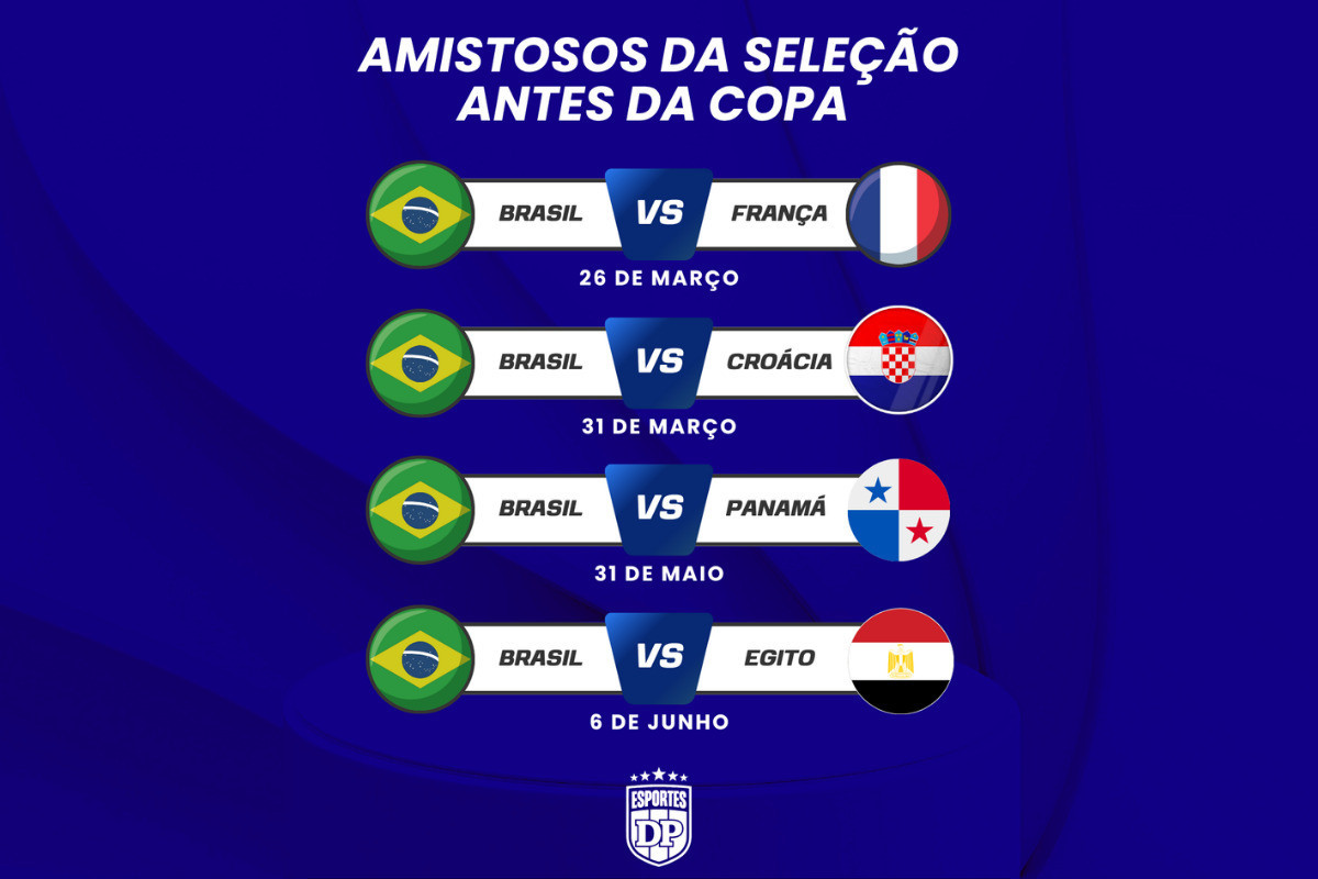 Veja agenda da Seleção até a Copa do Mundo.   (Arte: Diario de Pernambuco. )
