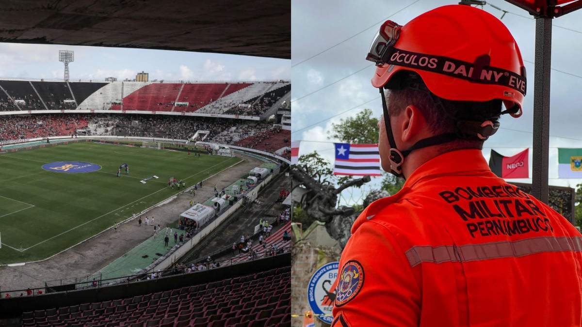 Estádio do Arruda e Corpo de Bombeiros Militar de Pernambuco/Rafael Vieira e Divulgação/CBMPE