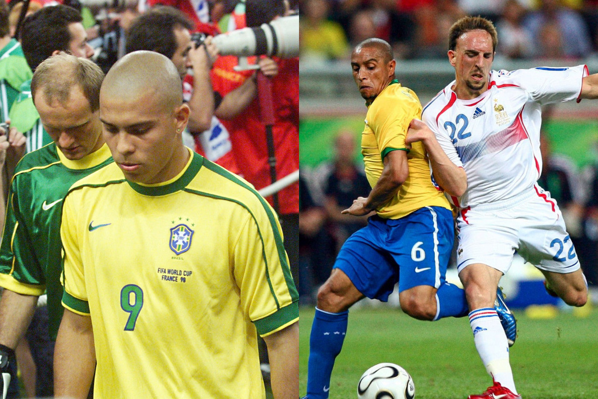 Ronaldo e Roberto Carlos, jogadores da Seleção Brasileira/AFP e Reprodução/ equipedefrance
