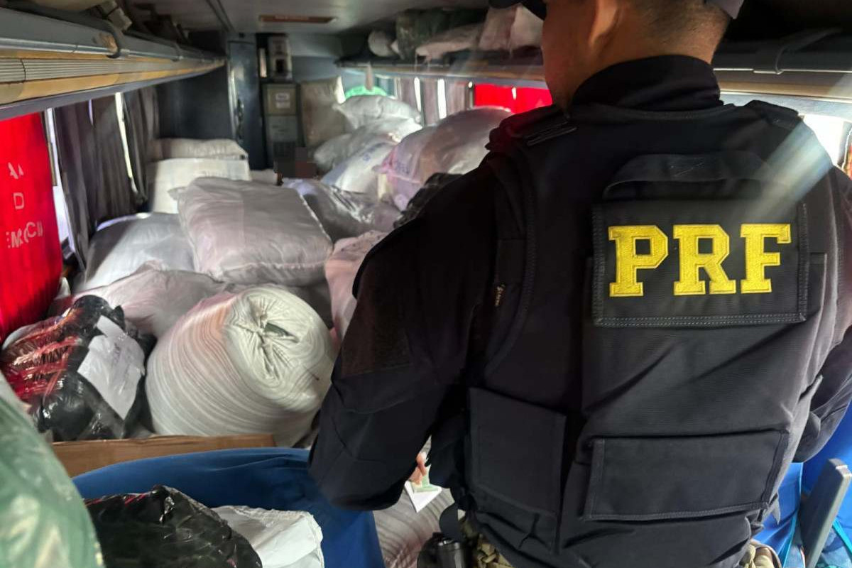 Agentes da PRF identificam ônibus transportando passageiros de forma irregular em Caruaru/Foto: PRF/Divulgação