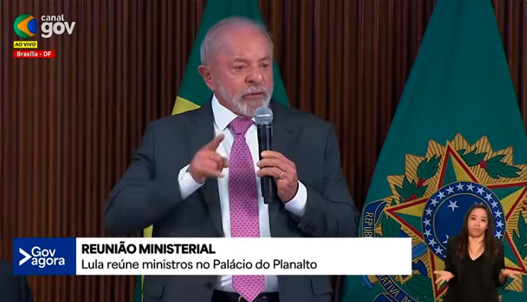 Lula durante reunião ministerial/Reprodução de vídeo