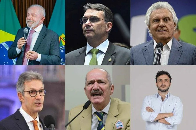 Lula, Flávio, Caiado, Zema, Aldo e Renan: os seis postulantes ao Planalto até agora/Reprodução