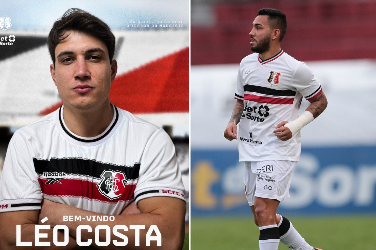 Léo Costa e Alex Ruan, jogadores do Santa Cruz/Reprodução e Rafael Melo/FPF