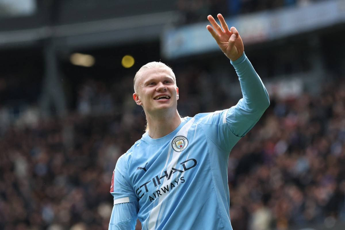 Erling Haaland, centroavante do Manchester City/DARREN STAPLES / AFP