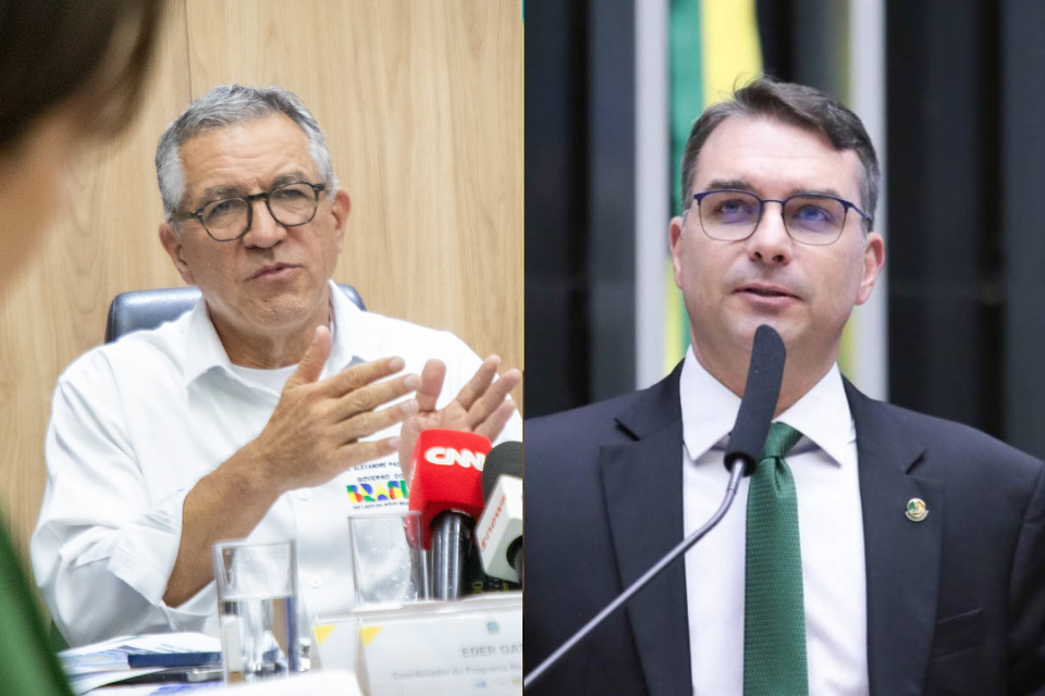 Ministro da Saúde, Alexandre Padilha, e pré-candidato a presidência da República, Flávio Bolsonaro/Fotos: Rafael Nascimento/MS e  Zeca Ribeiro / Câmara dos Deputados