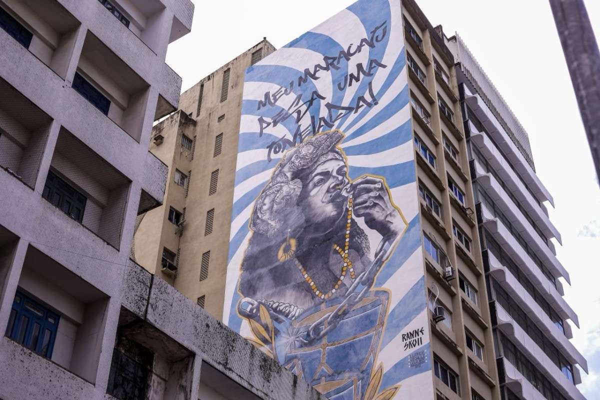 Megamural celebra o Maracatu/Foto: Rafael Vieira/DP