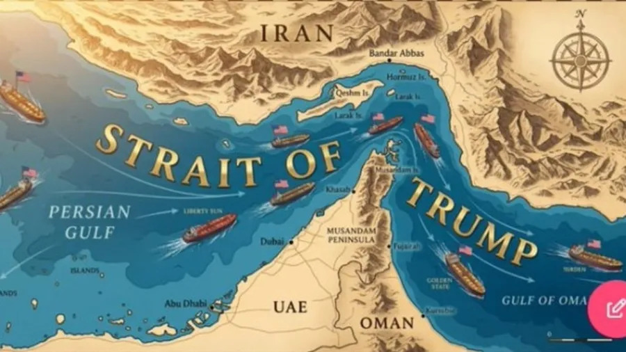 Donald Trump repostou imagem do Estreito de Hormuz com nome de 