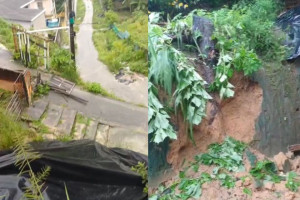 Ap&oacute;s denunciar atraso de obra em barreira, moradora deixa casa diante de risco de deslizamento no Grande Recife
