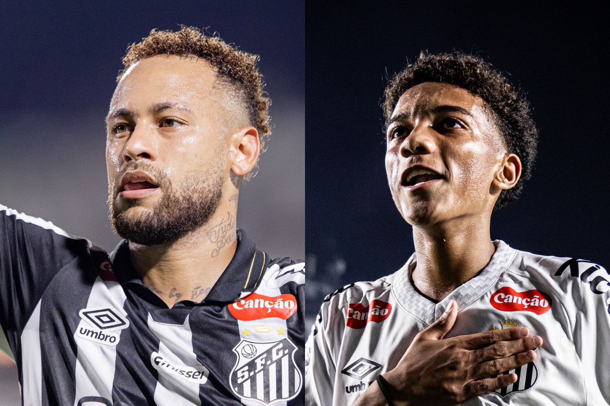 Neymar se desculpa publicamente com Robinho Jr. após briga em treino do Santos: 'Me excedi'. 
/Fotos Raul Baretta Santos FC.