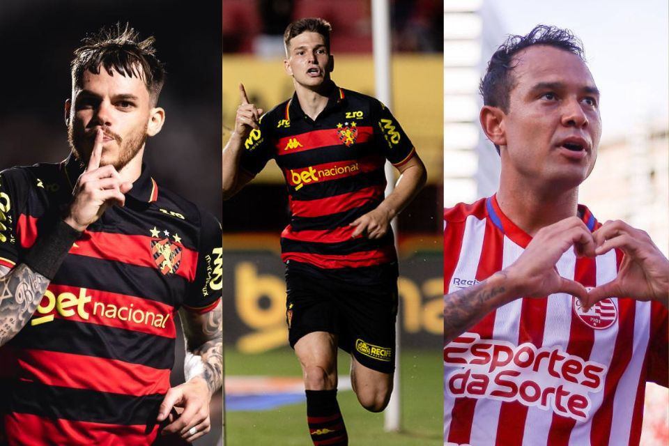 Barletta e Perotti, do Sport, e Vinícius, do Náutico/Tiago Sousa / SCR, Paulo Paiva / SCR e Rafael Vieira / CNC