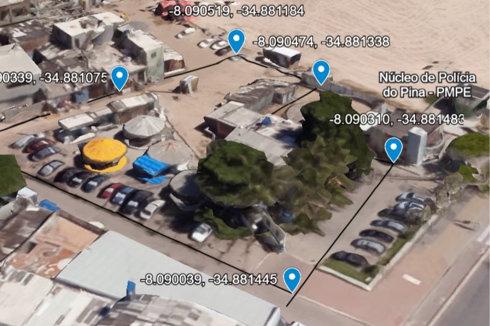 Modelo em 3D elaborado pela reportagem do Diario mostra área correspondente à desapropriação/Google Earth/reprodução