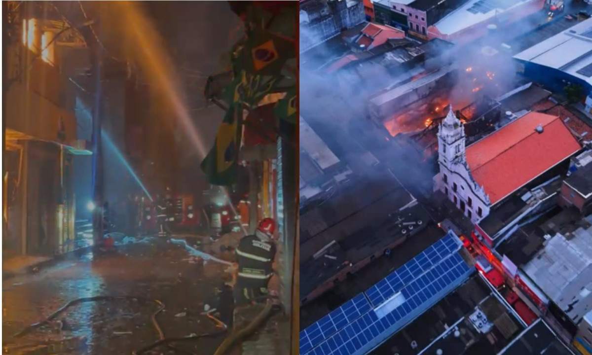 Incêndio mobilizou 10 viaturas dos bombeiros/Adelmo Lucena/DP e reprodução de vídeo/@cuca.drone via Instagram