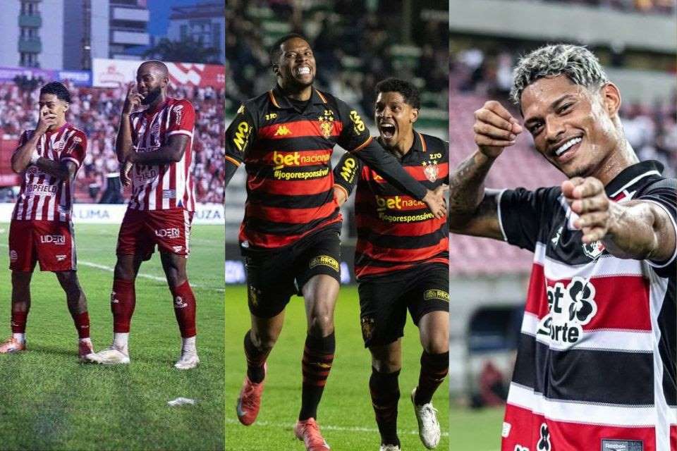 Jogadores de Náutico, Sport e Santa Cruz/Rafael Vieira / CNC, Max Peixoto / SCR e Evelyn Victoria / SCFC