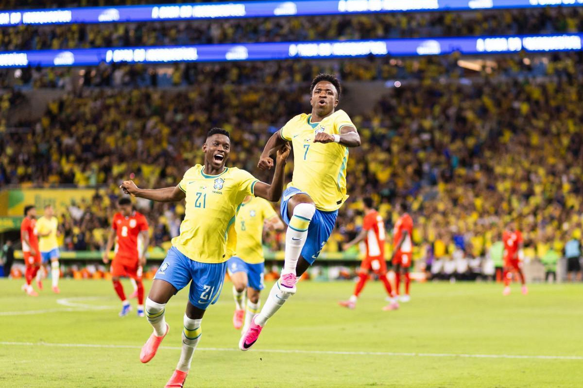 Luiz Henrique e Vini Jr. em ação pela Seleção Brasileira/Caio Falcão/ESP DP