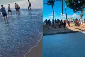 Jovem foi mordida por tubar&atilde;o na tarde desta segunda (1)
