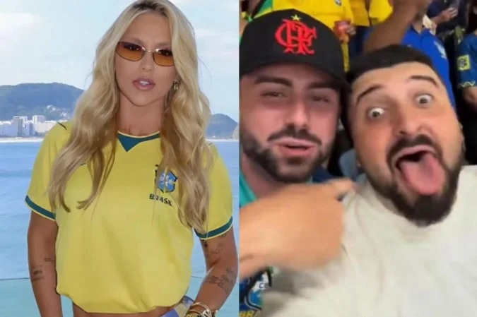 Em uma das imagens compartilhadas, Gabriel aparece participando das vaias/Reprodução/Redes sociais