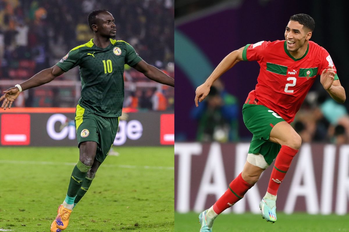 Sadio Mané, atacante de Senegal, Hakimi, lateral de Marrocos/Divulgação/FIFA