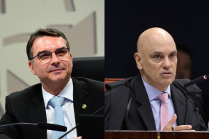 Fl&aacute;vio Bolsonaro e o ministro Alexandre de Moraes 