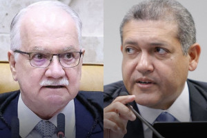 Presidente do Supremo Tribunal Federal (STF), ministro Edson Fachin (&agrave; esq.), e ministro Kassio Nunes Marques (&agrave; dir.)