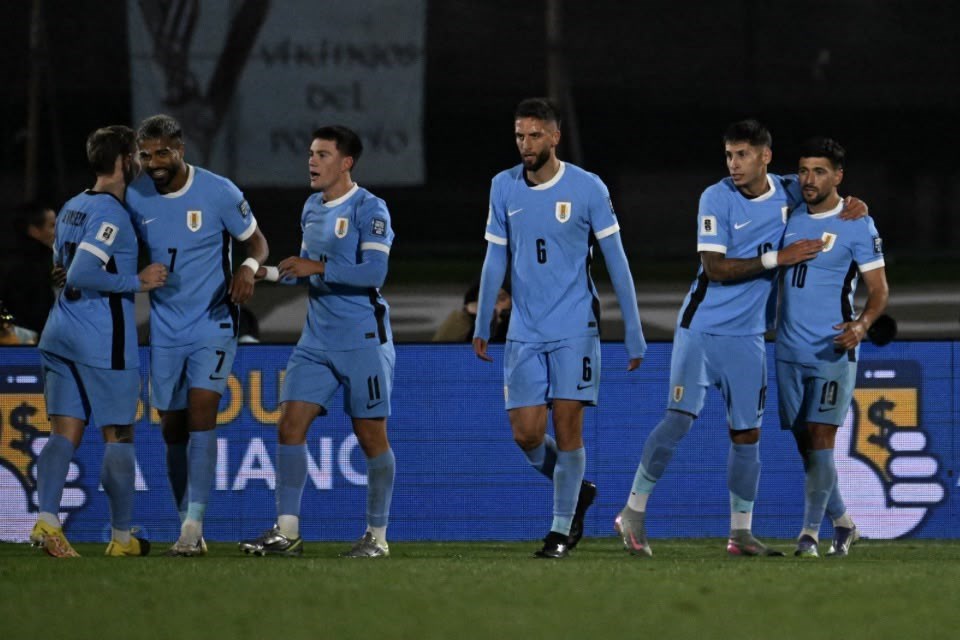 Jogadores da seleção do Uruguai/EITAN ABRAMOVICH / AFP