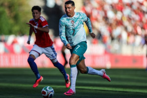 Cristiano Ronaldo, atacante de Portugal, durante amistoso contra o Chile