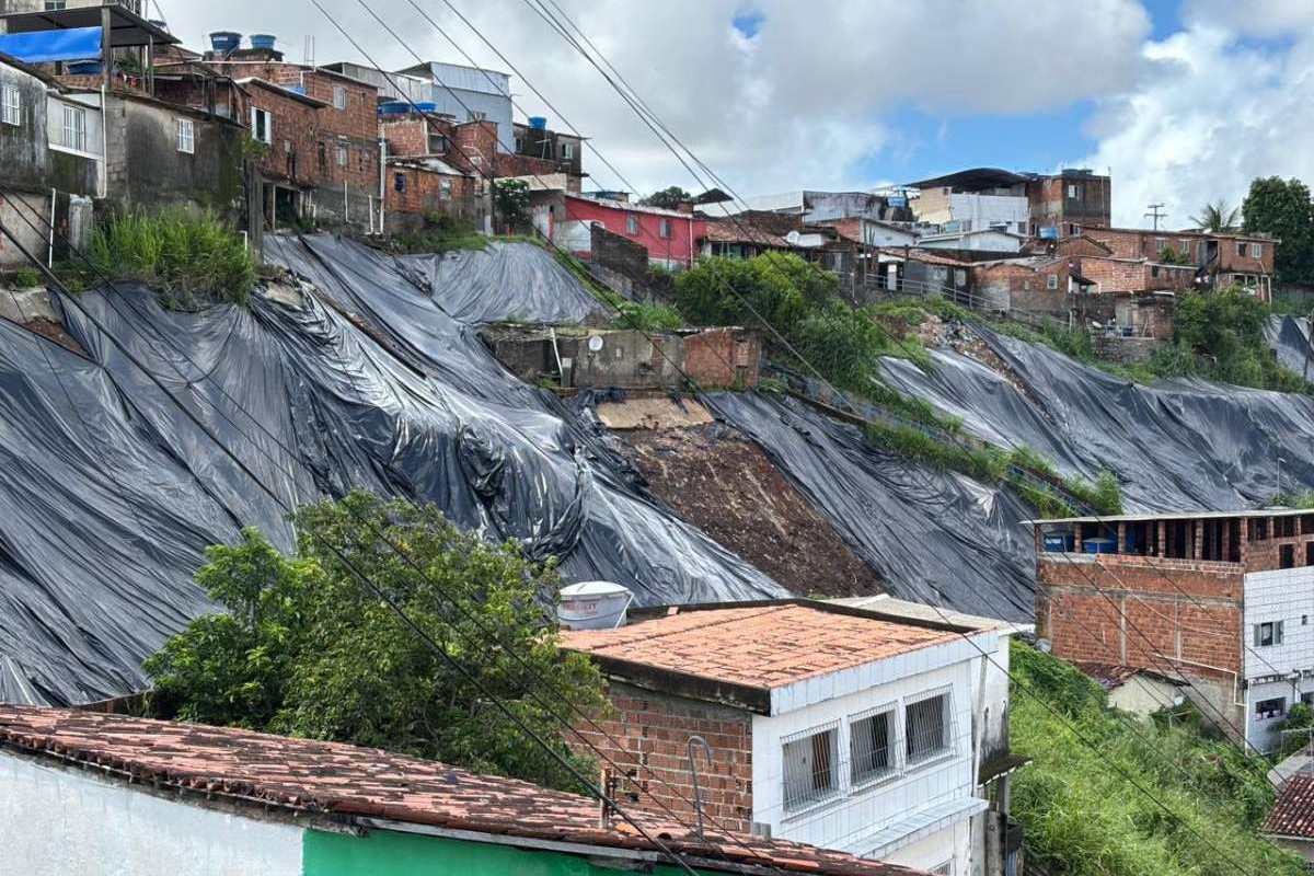 Segundo laudo da Defesa Civil Estadual, a encosta apresenta inclinação acentuada, processos erosivos ativos, ausência de drenagem adequada e ocupação consolidada tanto na crista quanto no pé da barreira/Foto: Divulgação/SEDUH