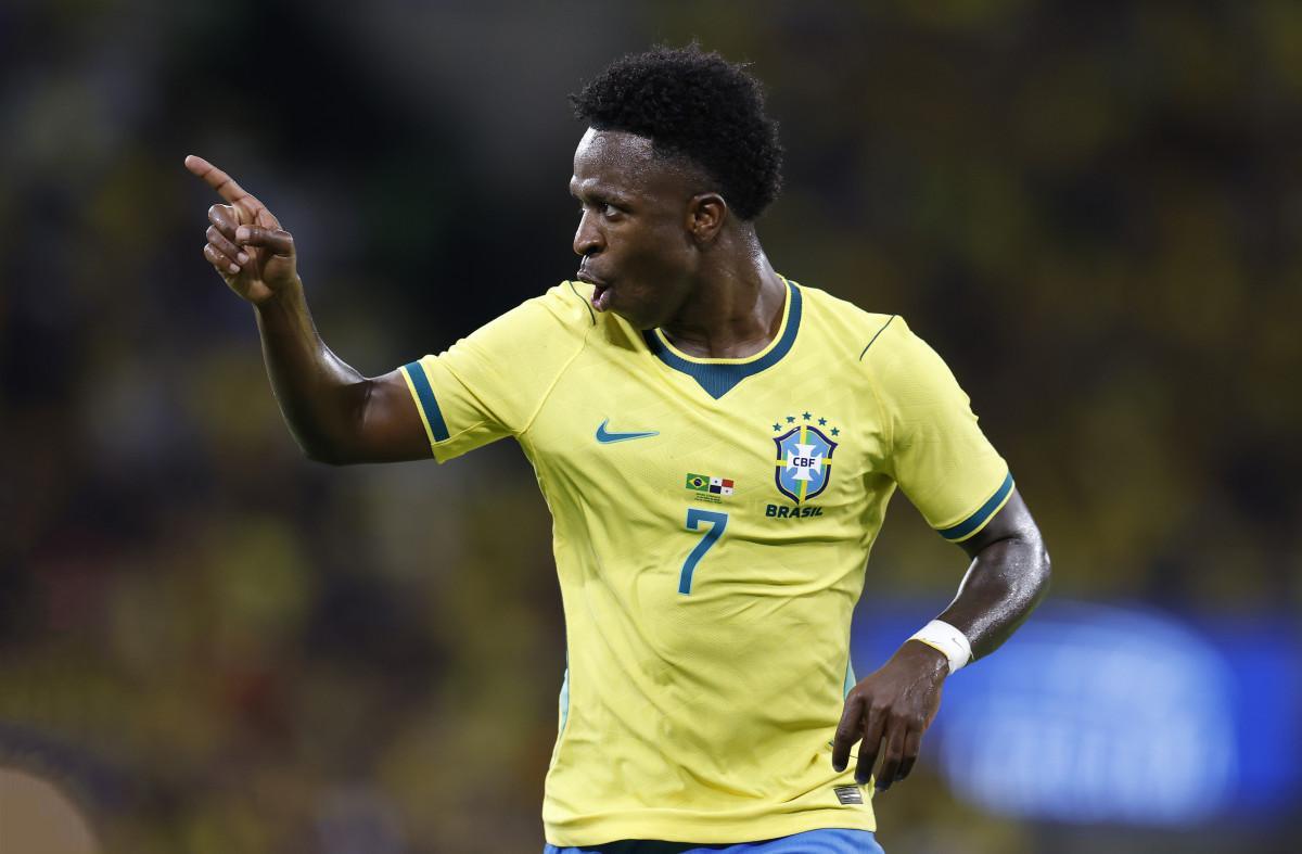 Vini Jr. em ação pela seleção brasileira/Rafael Ribeiro/CBF