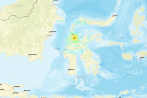 O Servi&ccedil;o Geol&oacute;gico dos Estados Unidos (USGS) informou que o epicentro do terremoto foi registrado a 43 quil&ocirc;metros a leste de Palu