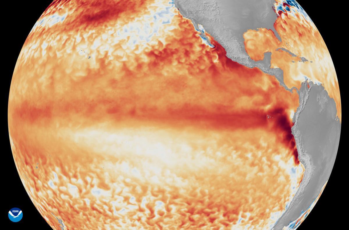 El Niño é caracterizado pelo aquecimento anômalo das águas superficiais do Pacífico equatorial/NOAA Satellites
