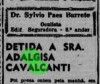 Not&iacute;cia da pris&atilde;o de Adalgisa Cavalcanti (Acervo Diario de Pernambuco)