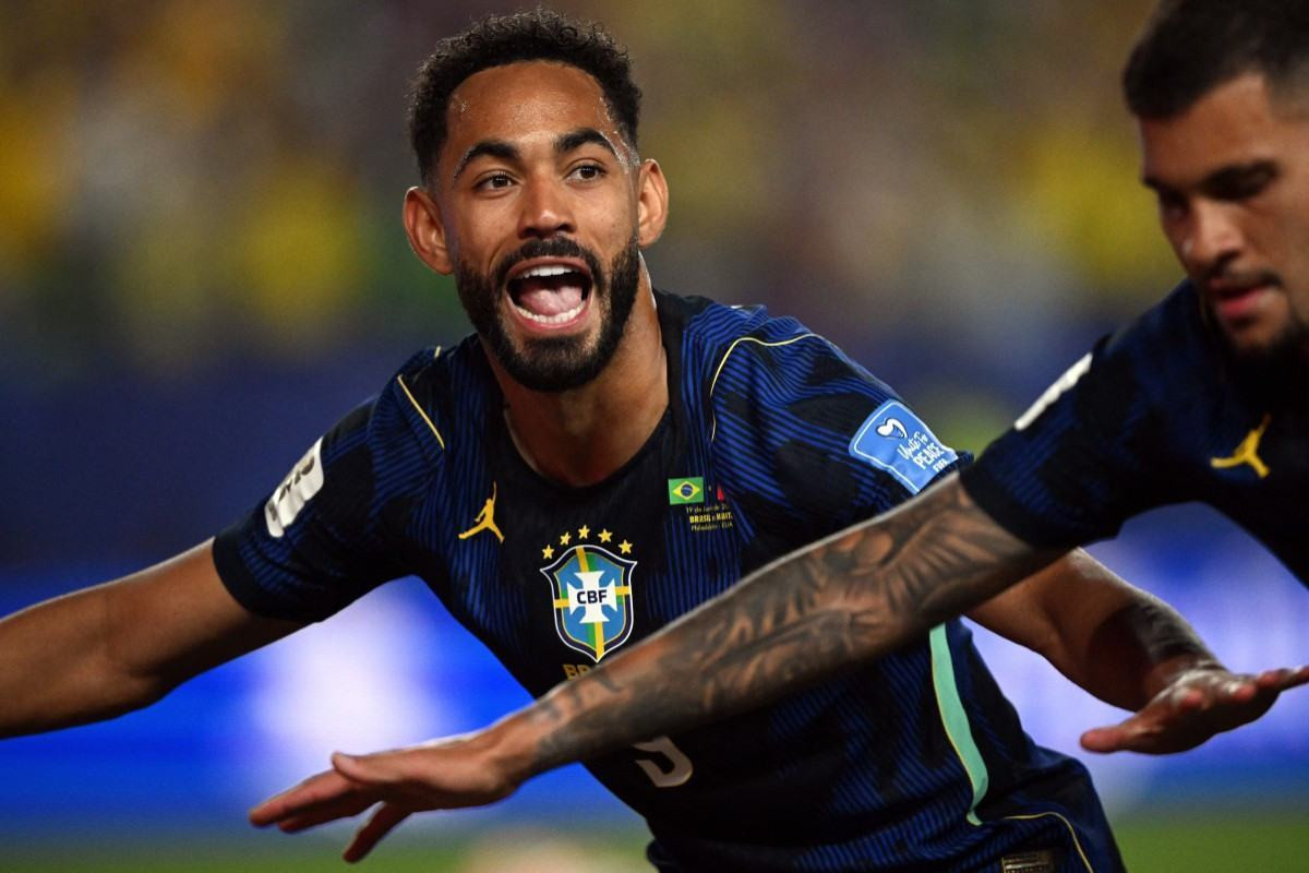 Matheus Cunha em comemoração de gol pelo Brasil na Copa do Mundo 2026/ Mauro PIMENTEL / AFP
