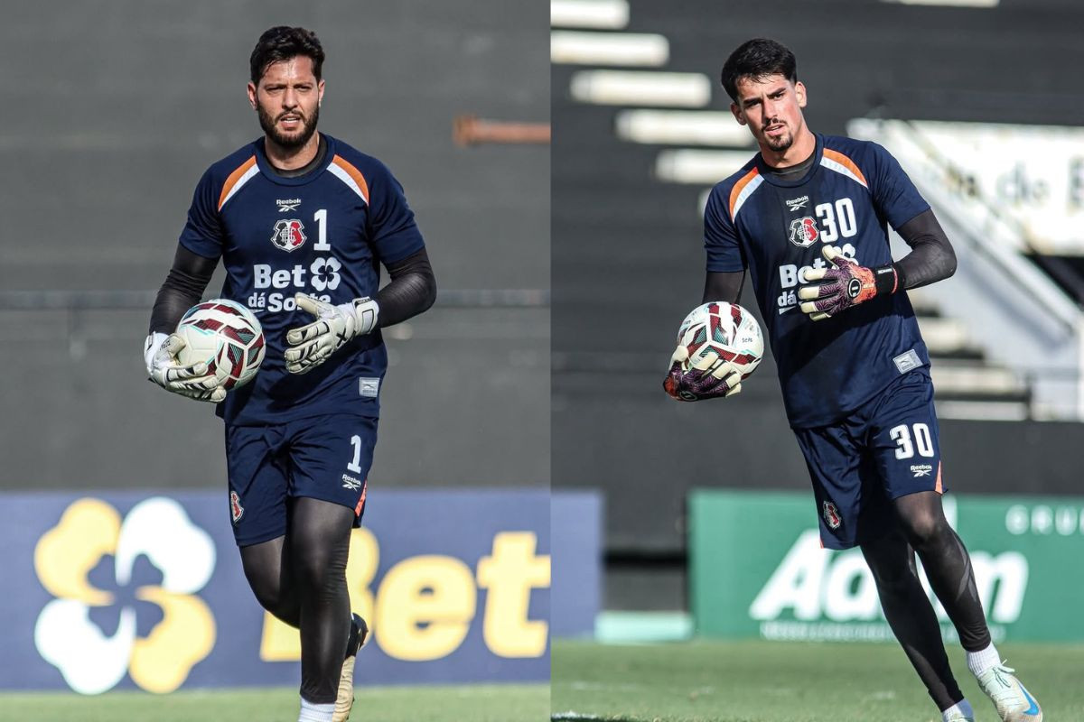 Thiago Coelho e Gabriel Souza, goleiros do Santa Cruz/Evelyn Victoria / Santa Cruz