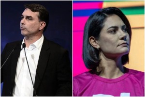 Fl&aacute;vio Bolsonaro e Michelle Bolsonaro