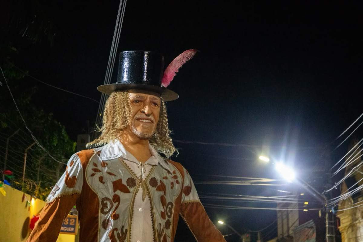 Foliões acompanham o cortejo da Pitombeira dos Quatro Cantos em celebração aos 80 anos de Alceu Valença (Foto: Karol Rodrigues/DP Foto)