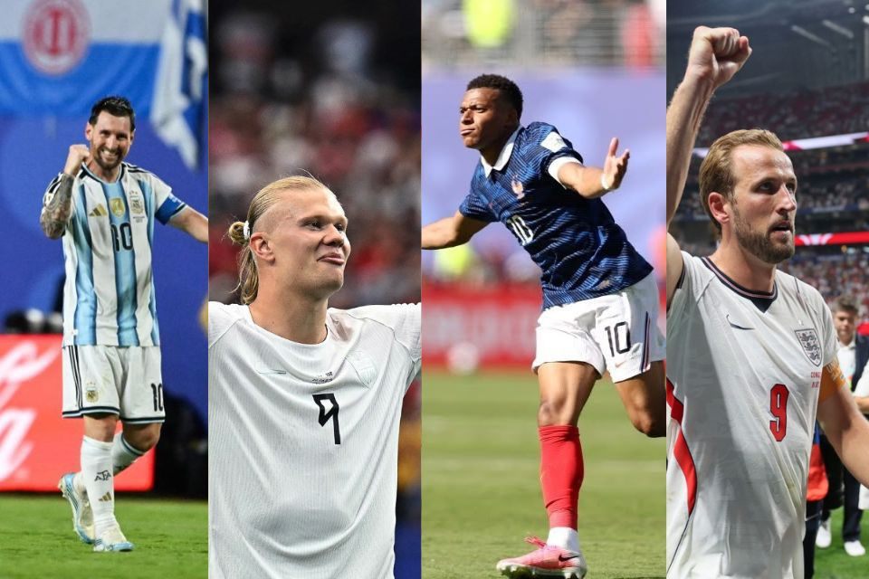 Messi, Haaland, Mbappé e Kane, artilheiros da Copa do Mundo/ROBERTO SCHMIDT / AFP, PAUL ELLIS / AFP, CHARLY TRIBALLEAU / AFP e ODD ANDERSEN / AFP