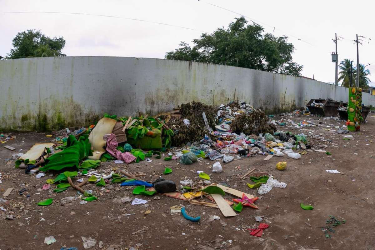 Os muros da escola são cercados de lixo (Rafael Vieira/DP Foto)