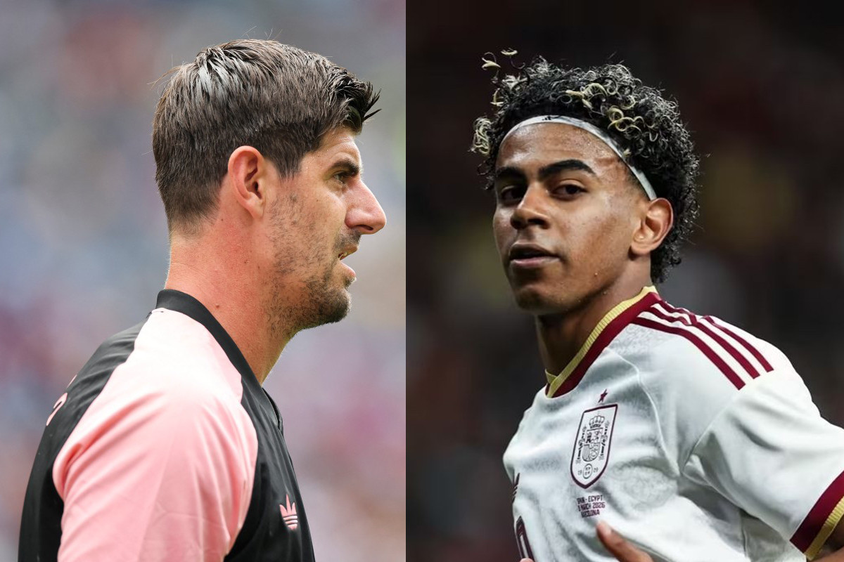 Duelo Courtois x Yamal nas quartas da Copa/(ALEX GRIMM/GETTY IMAGES AMÉRICA DO NORTE/GETTY IMAGES VIA AFP E ROBERTO SCHMIDT/AFP)