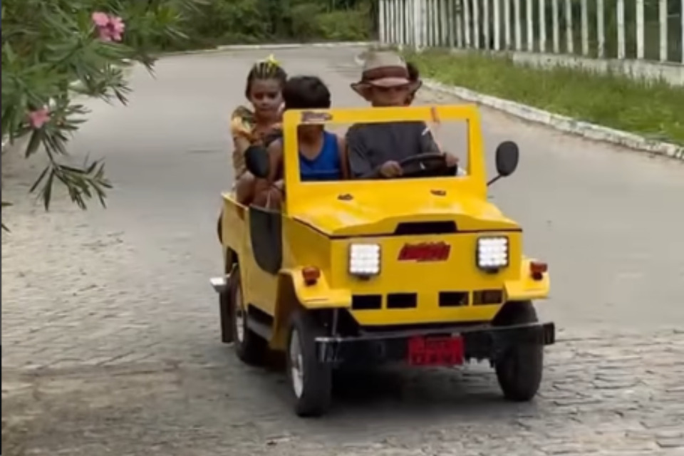 Mini Toyota criado pelo mecânico José Silva, em Vertente do Lério/Foto: Reprodução/Redes sociais