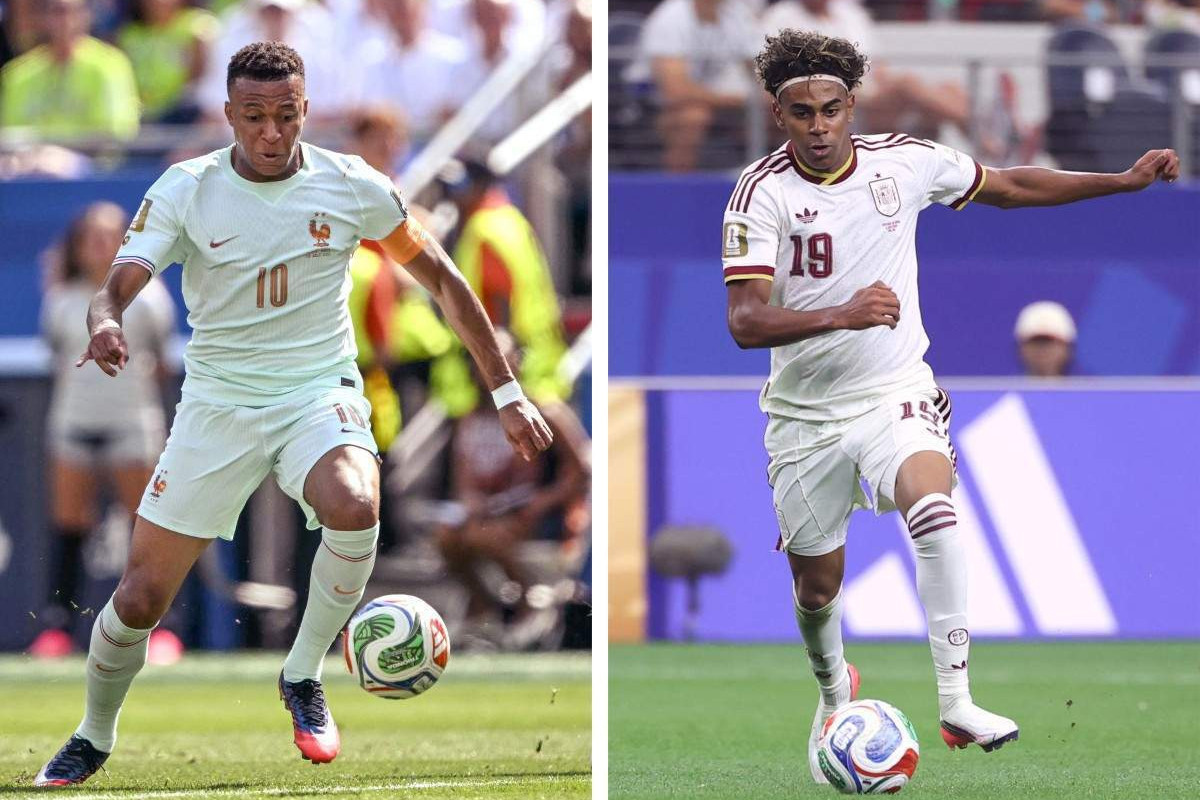  Kylian Mbappe, da França, Lamine Yamal, da Espanha/Thomas COEX / AFP