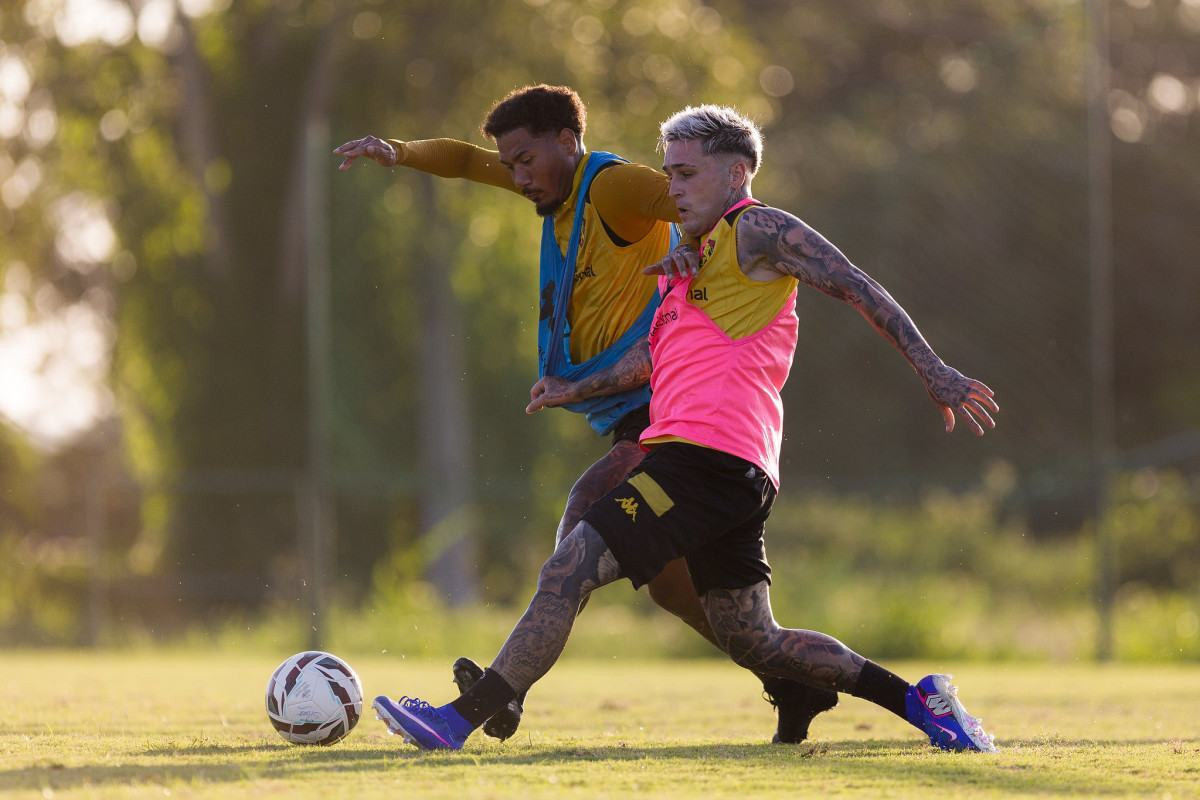 O volante Zé Gabriel e o meia-atacante Diego Hernández, jogadores do Sport/Paulo Paiva/SCR