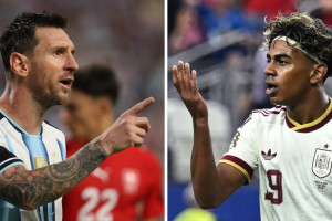 Lionel Messi, da Argentina, e Lamine Yama, da Espanha